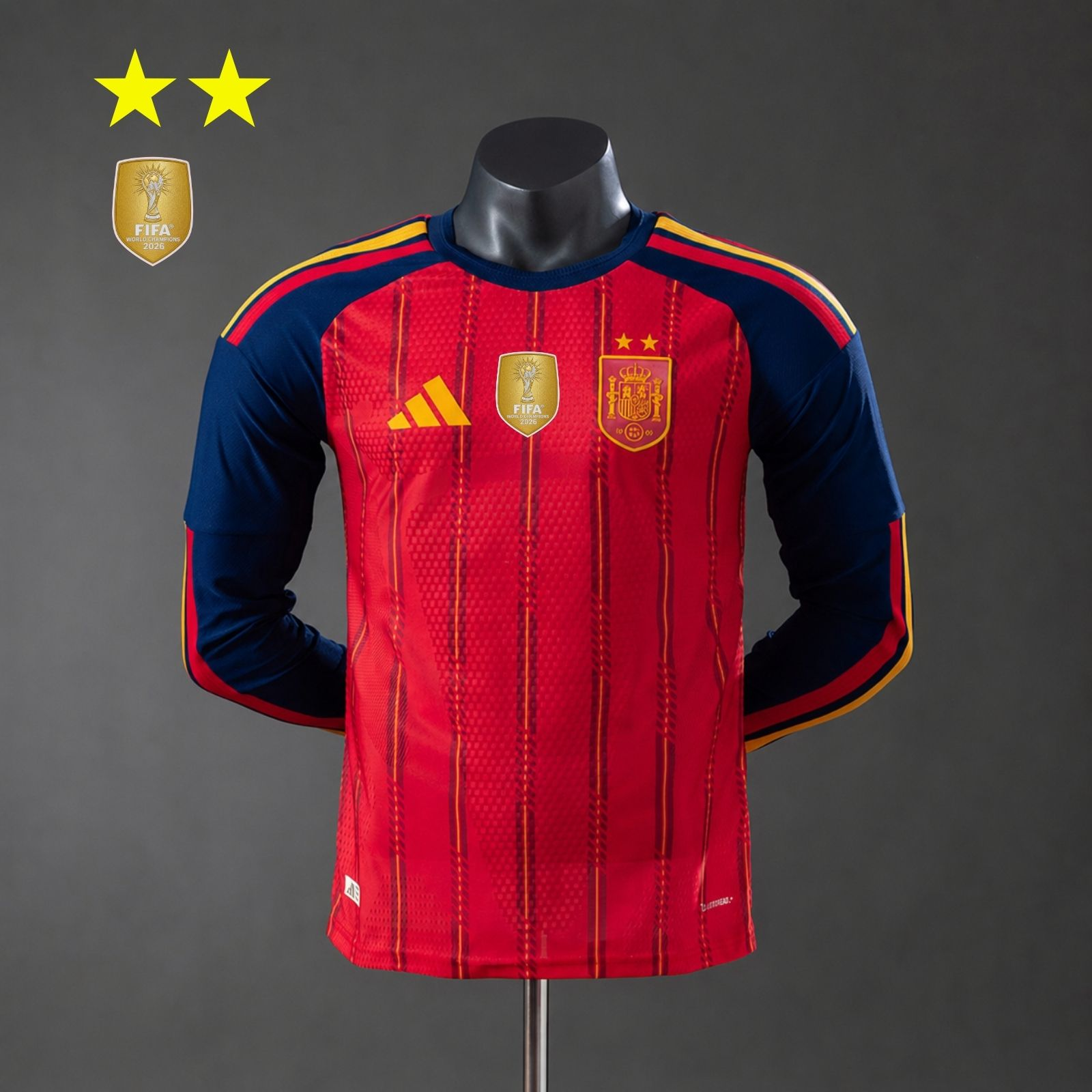 Espanha Home 2026 Long-Sleeve Versão Jogador Patch Campeão