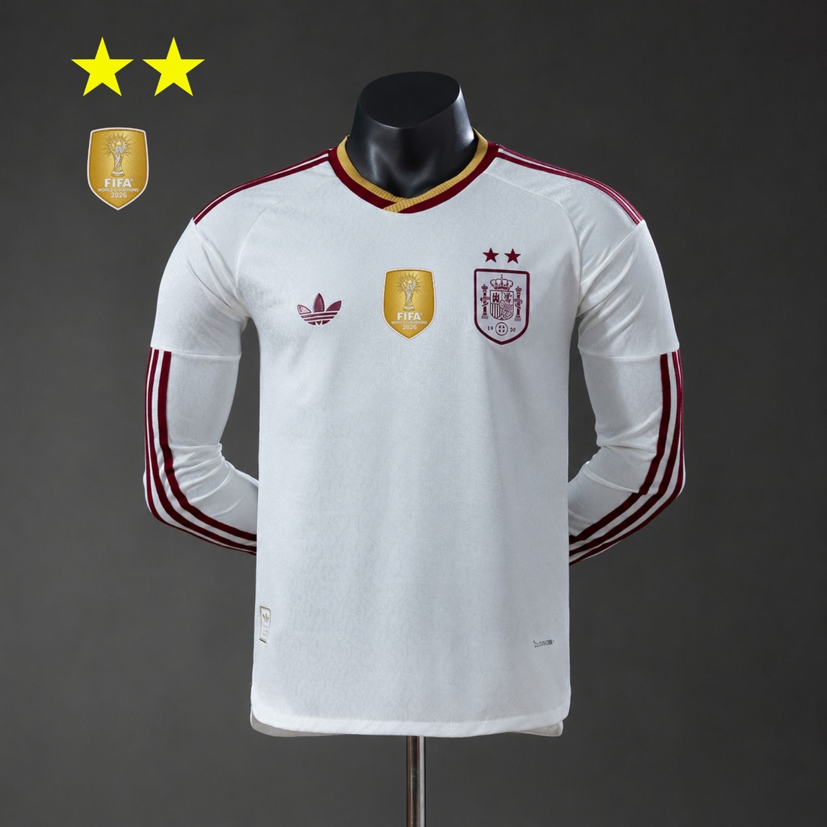 Espanha Away 2026 Long-Sleeve Versão Jogador Patch Campeão