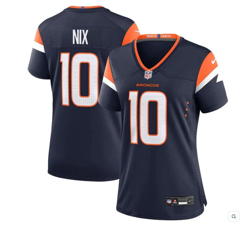 Camisa Denver Broncos Vapor Limited Bo Nix Azul Feminina