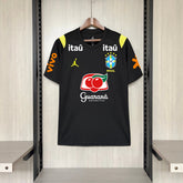 Camisa Seleção Brasil Treino C/ Patrocínios 2026 Torcedor Jordan Masculina - Preta
