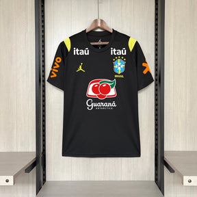 Camisa Seleção Brasil Treino C/ Patrocínios 2026 Torcedor Jordan Masculina - Preta